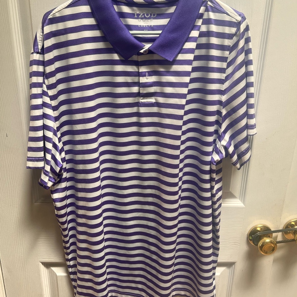 IZOD Men's Purple Striped Polo Shirt